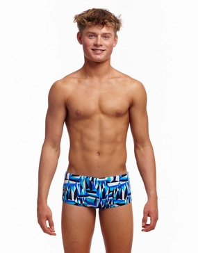 Boys Polar Caps Sidewinder Swim Trunks - Blue funky trunks swim shorts, mens funky trunks swimwear