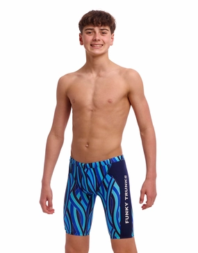 Boys Snork City Swim Training Jammer - Blue funky trunks swim shorts, mens funky trunks swimwear