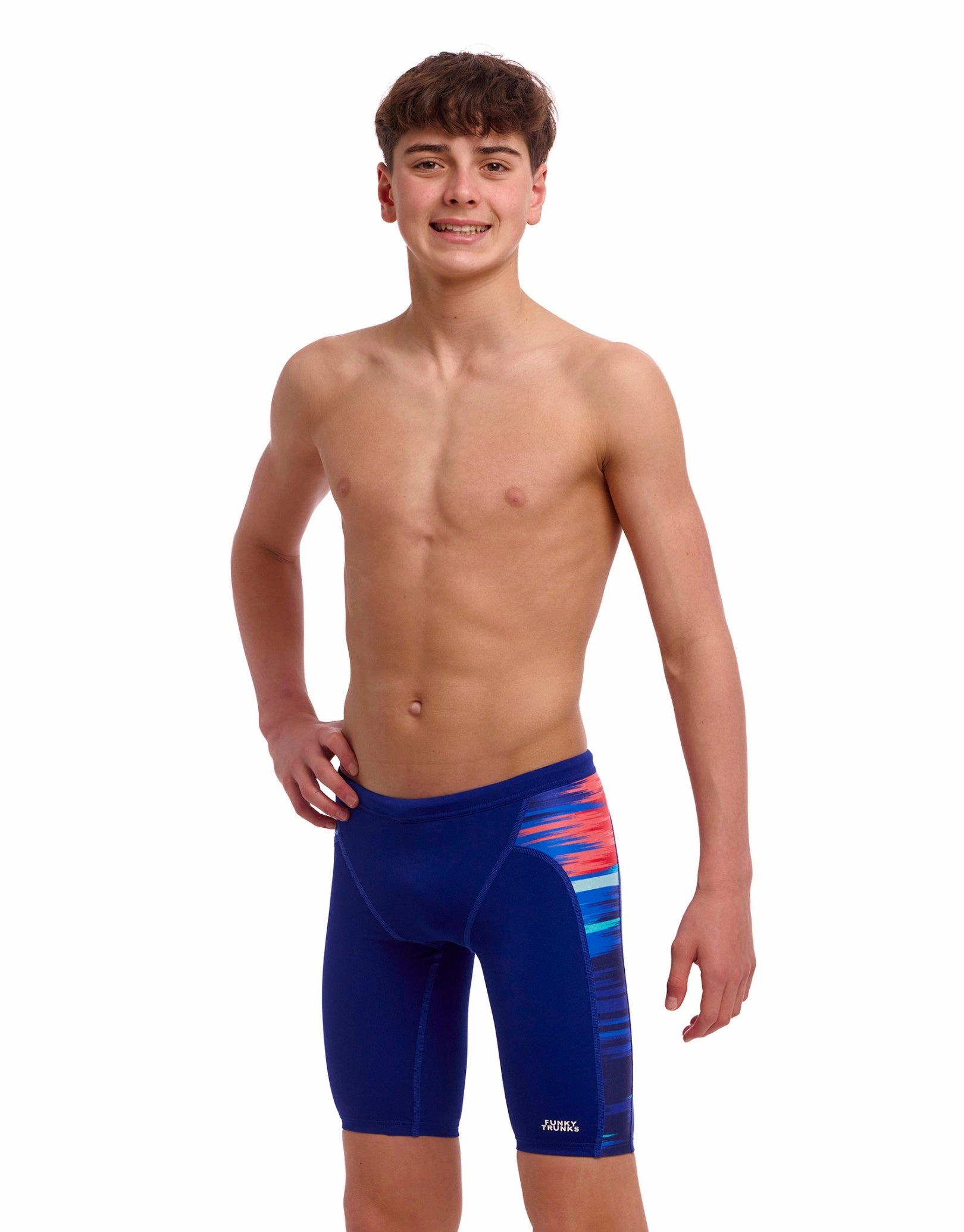 Boys Storm At Sea Swim Training Jammer - Navy/Multi