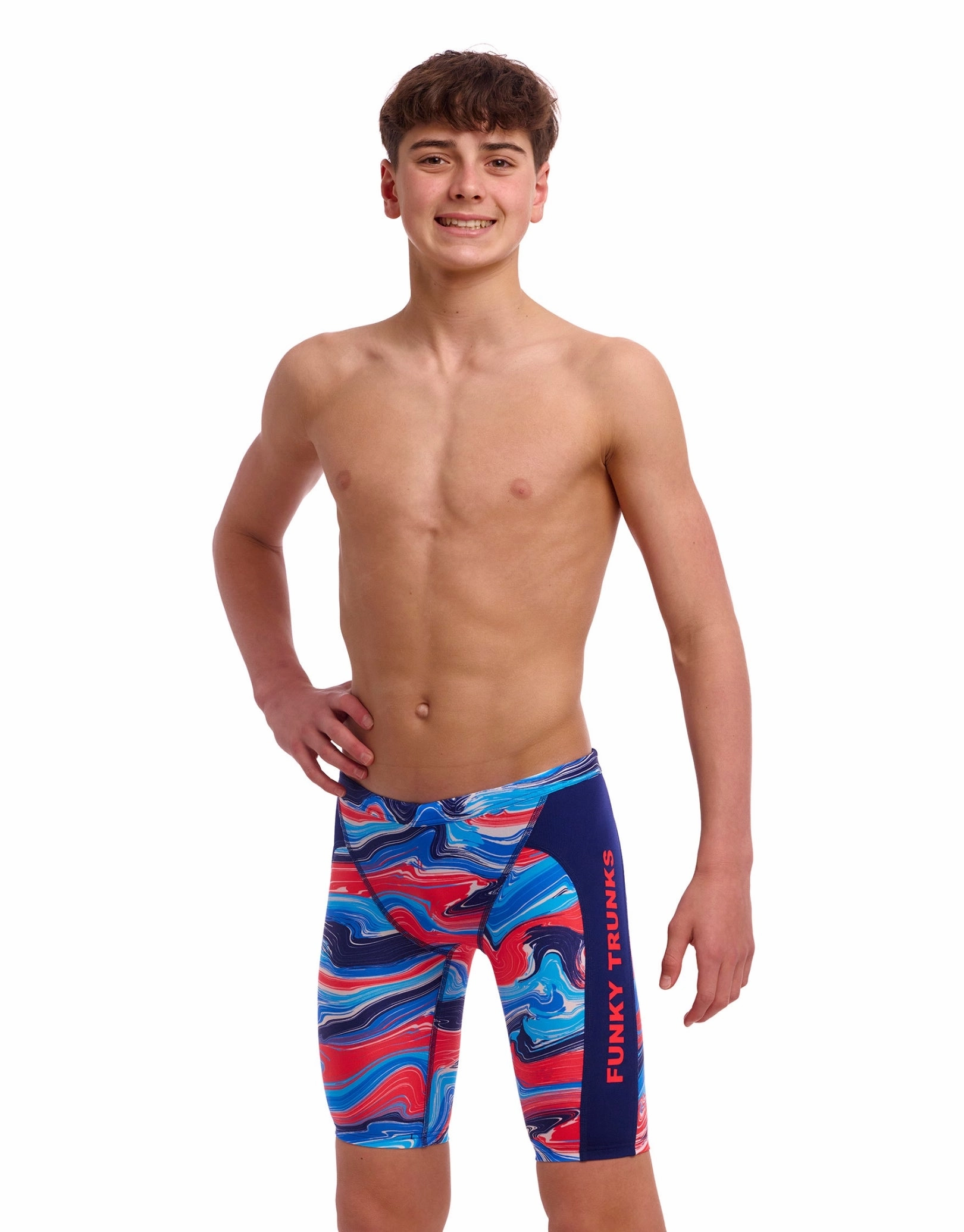 Boys Wave Craze Swim Training Jammer - Blue/Red
