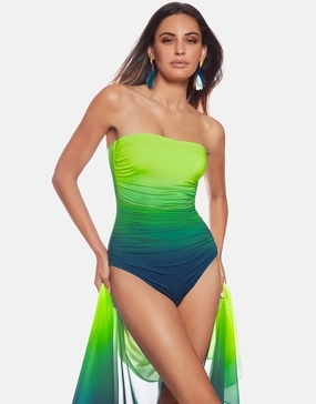 Brasil Ruched Bandeau Swimsuit - Lima bandeau swimsuits for women, strapless swimwear tops