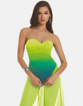 Brasil Ruched Twist Bandeau Swimsuit - Lima bandeau swimsuits for women, strapless swimwear tops