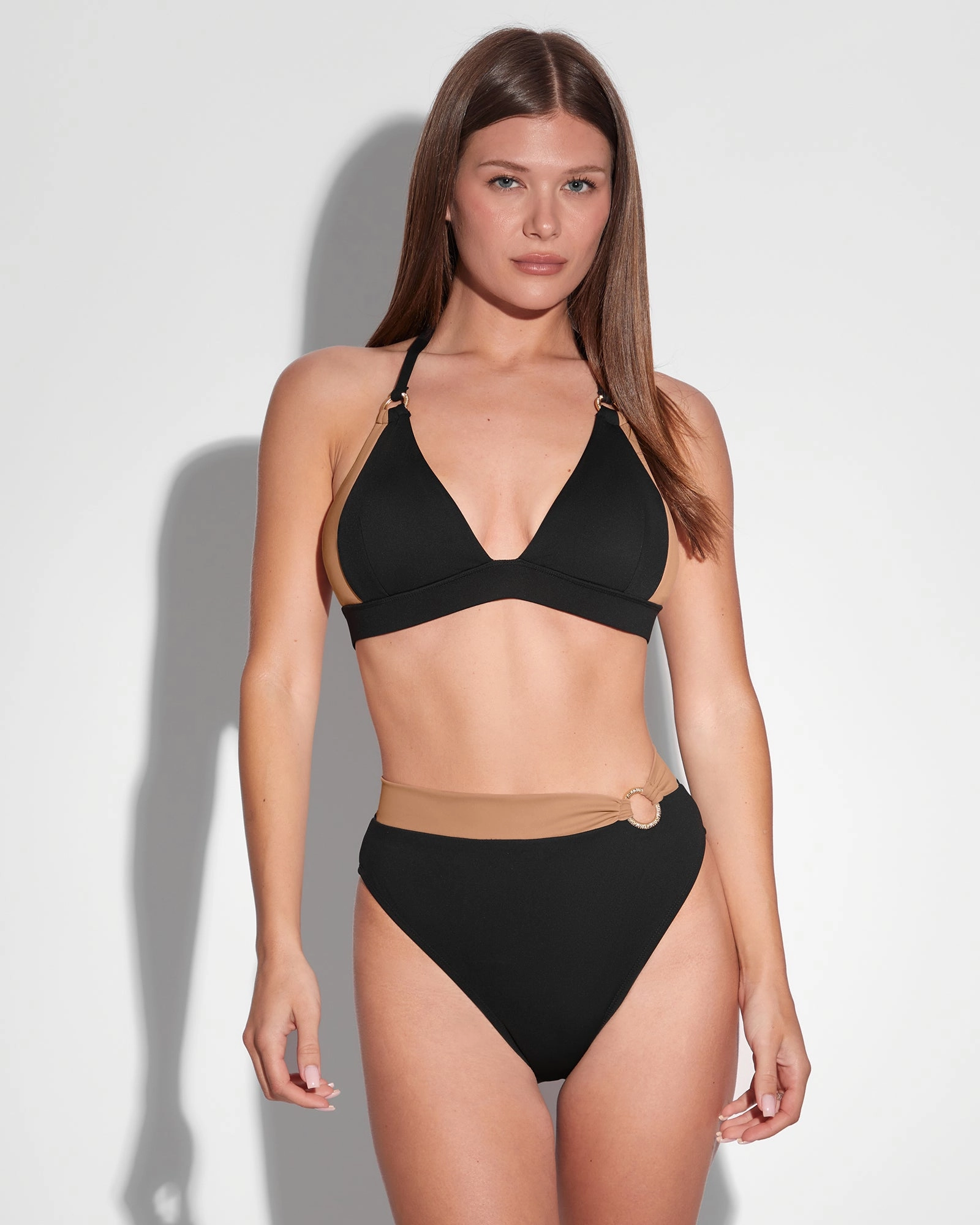 Brazilian Ring Kini Bottom - Black/Tawny