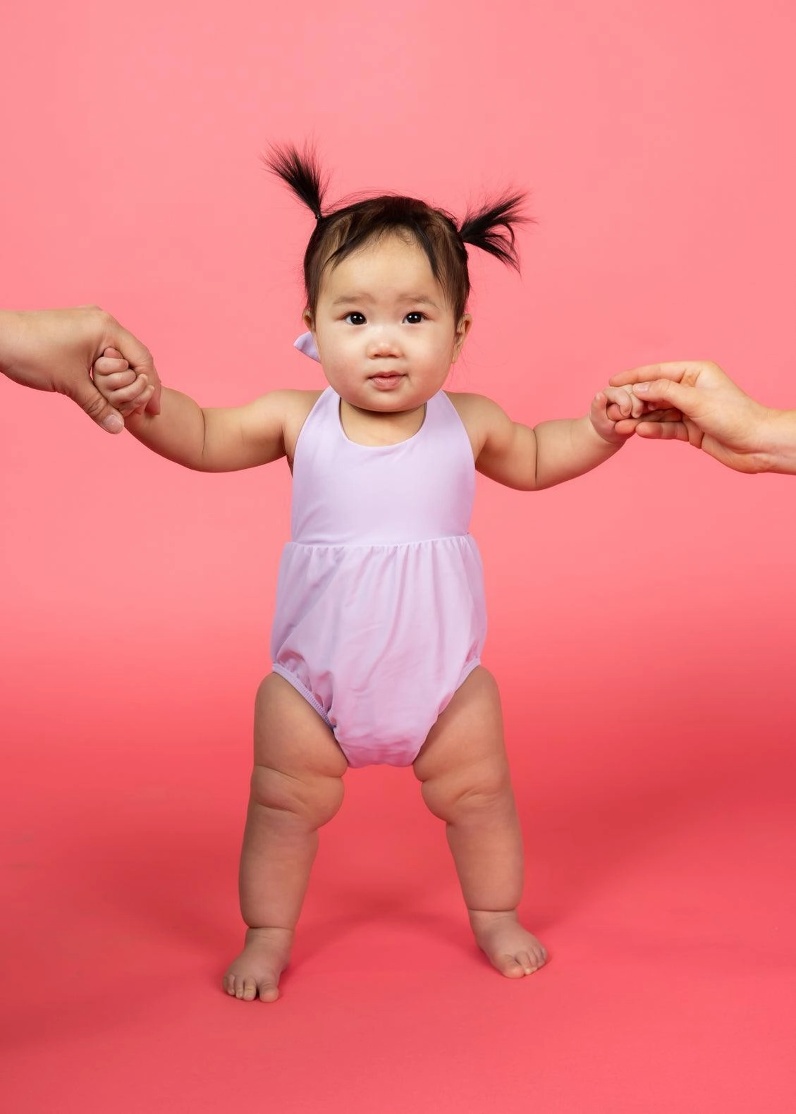 Bright Lilac | Baby Romper One-Piece girls full coverage swimwear, kids swimwear for pool
