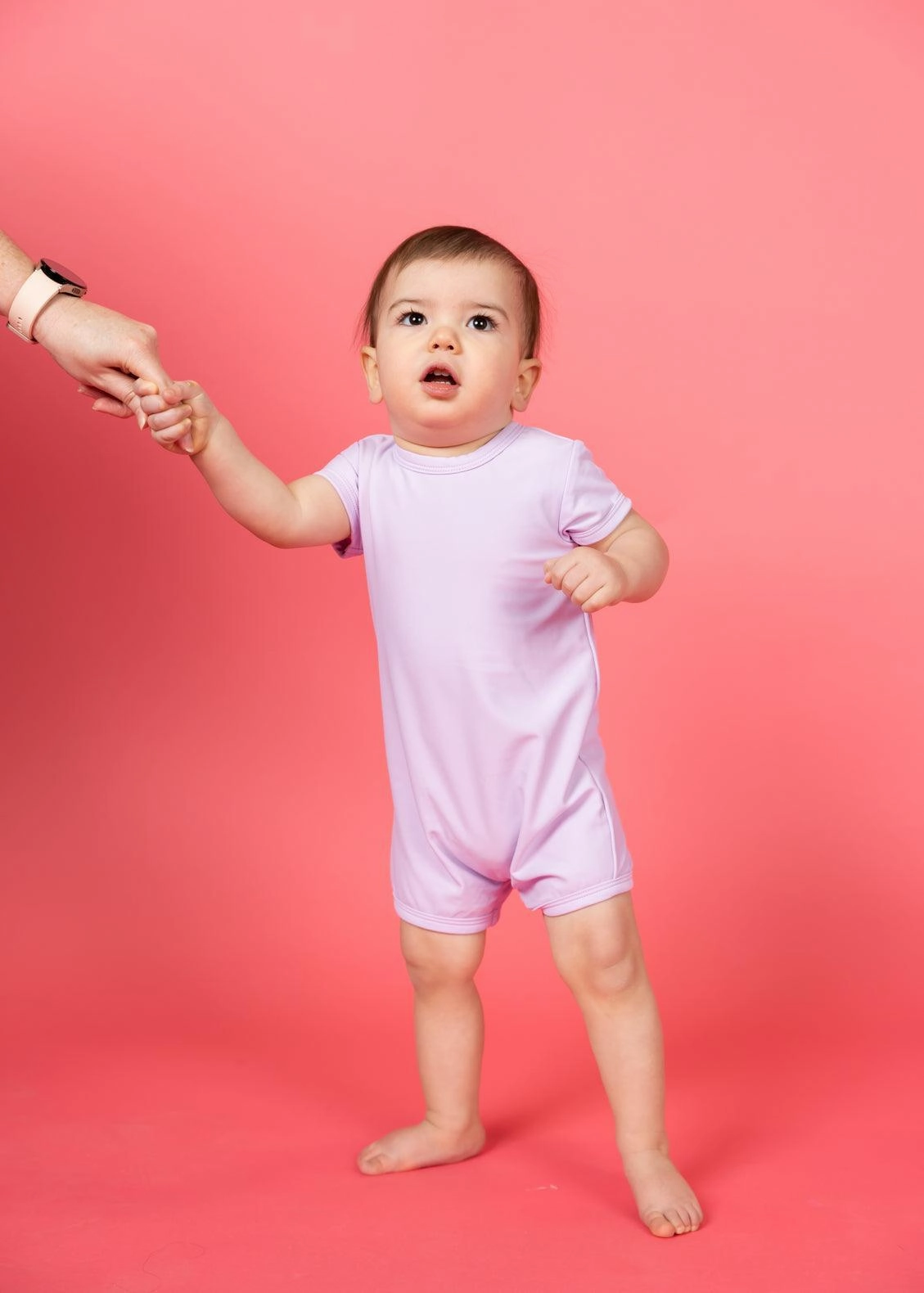 Bright Lilac | Mini Shorties Rashguard (Unisex) girls full coverage swimwear, kids swimwear for pool