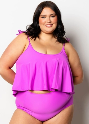 Brilliant Violet | High-Waisted Bottoms elastic waistband swim bottoms, mix-and-match bikini bottoms