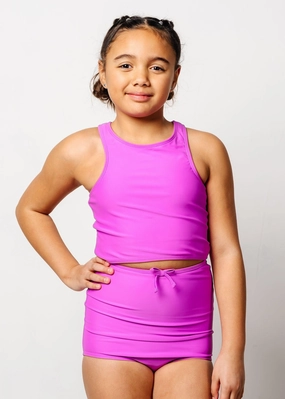 Brilliant Violet | Youth Bow Bottoms girls full coverage swimwear, kids swimwear for pool