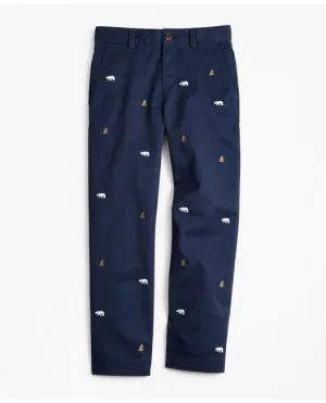 Brooks Brothers Boys Cotton-Blend Embroidered Pants Navy Brooks Brothers