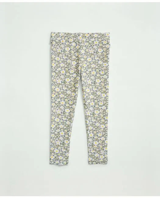 Brooks Brothers Girls Cotton Blend Floral Print Leggings Green Brooks Brothers