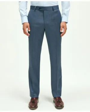 Brooks Brothers Men's Classic Fit Wool Herringbone 1818 Dress Trousers Navy Brooks Brothers