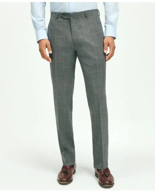 Brooks Brothers Men's Explorer Collection Classic Fit Wool Plaid Suit Pants Grey/Blue Brooks Brothers