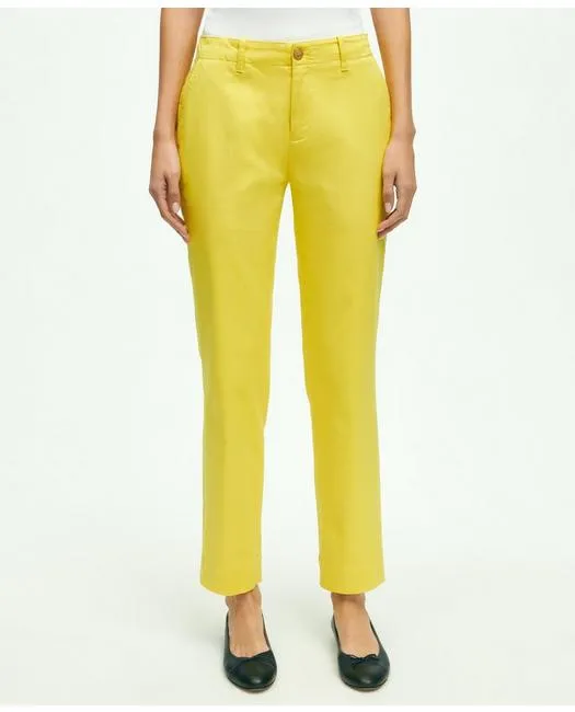Brooks Brothers Women's Garment Washed Stretch Cotton Chinos Yellow Brooks Brothers