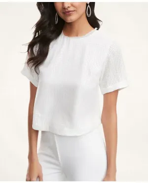 Brooks Brothers Women's Iridescent Sequin Blouse White Brooks Brothers