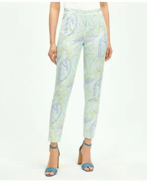 Brooks Brothers Women's Stretch Cotton Pique Side Zip Pants Blue Brooks Brothers