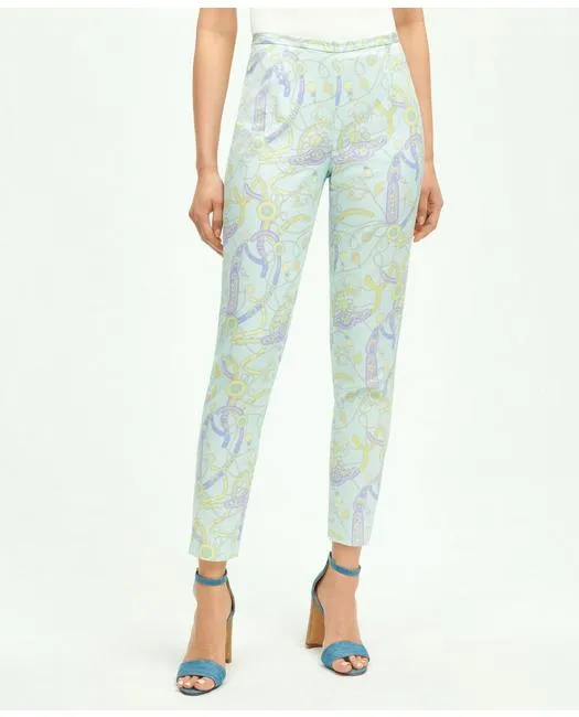 Brooks Brothers Women's Stretch Cotton Pique Side Zip Pants Blue Brooks Brothers