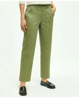 Brooks Brothers Women's Stretch Cotton Relaxed Utility Pants Olive Green Brooks Brothers