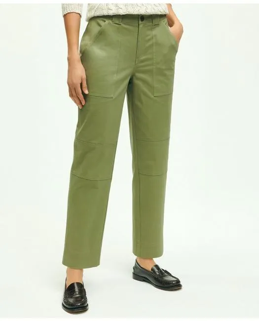 Brooks Brothers Women's Stretch Cotton Relaxed Utility Pants Olive Green Brooks Brothers