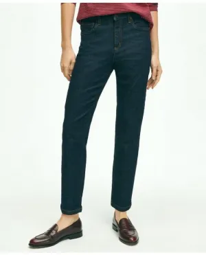 Brooks Brothers Women's Stretch Cotton Slim-Straight Cropped Denim Jeans Dark Denim Brooks Brothers