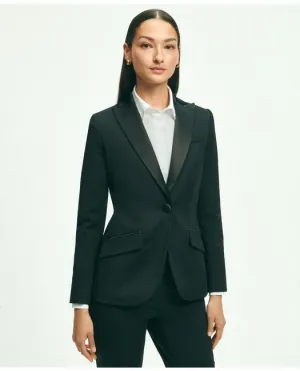 Brooks Brothers Women's Stretch Merino Wool Blend Tuxedo Jacket Black Brooks Brothers