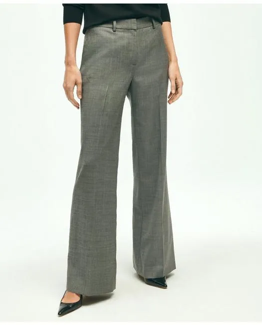 Brooks Brothers Women's Stretch Wool Twill Sharkskin Trousers Grey Brooks Brothers