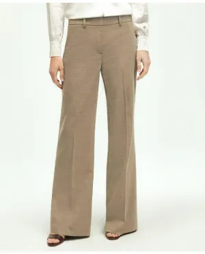 Brooks Brothers Women's Stretch Wool Wide Leg Trousers Taupe Brooks Brothers