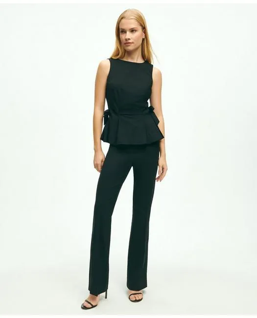 Brooks Brothers Women's The Essential Stretch Wool Peplum Top Black Brooks Brothers
