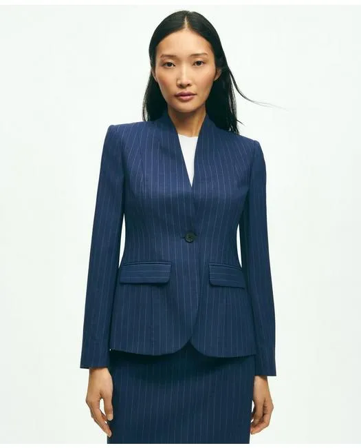 Brooks Brothers Women's Wool Pinstripe Jacket Navy Brooks Brothers