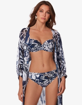 Cachemire Underwired Bikini Set - Blue and White full coverage swim tops, cute bikini tops