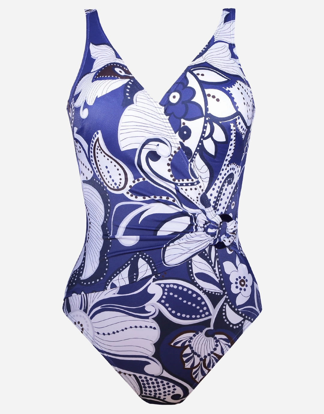 Cachemire Wrap Front Swimsuit - Blue and White