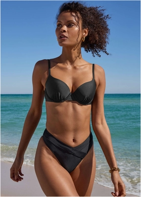 Cancun Underwire Top - Black swimwear with tummy control, elegant swimsuits for women