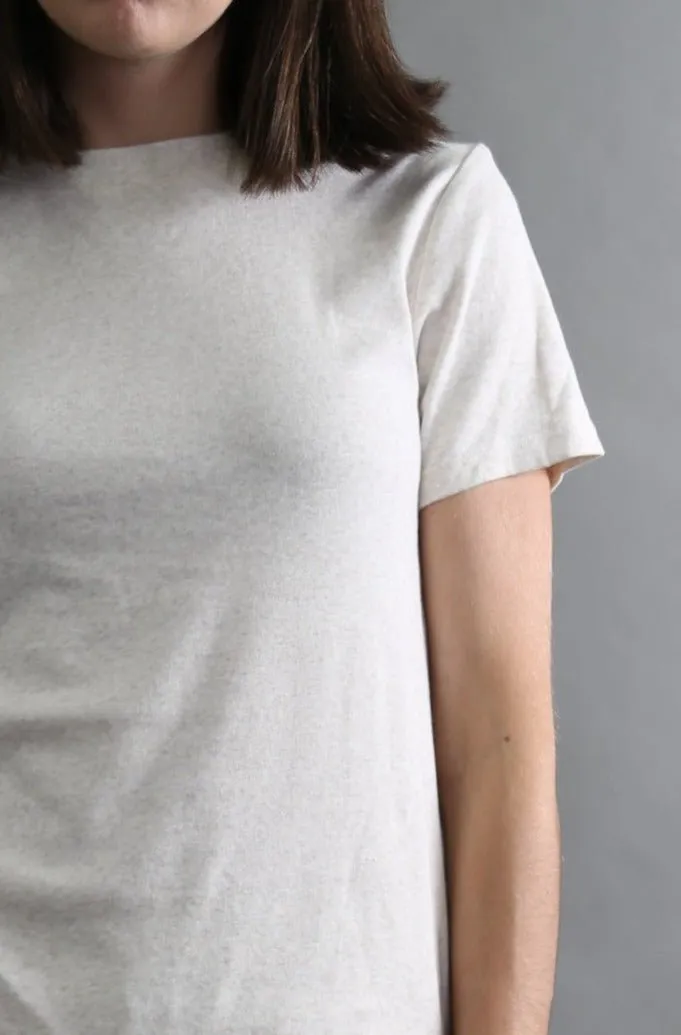 CAP SLEEVE CREW IN HEATHERED PIMA COTTON