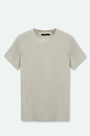 CAP SLEEVE CREW IN HEATHERED PIMA COTTON