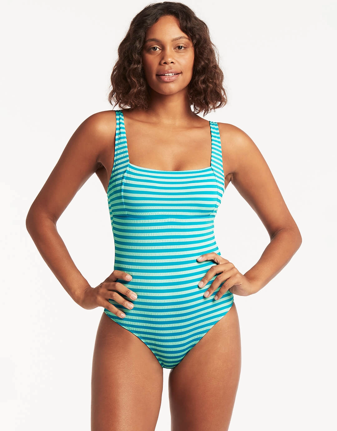 Capri Square Neck Swimsuit - Aqua tummy control swimwear women, slimming swimsuits