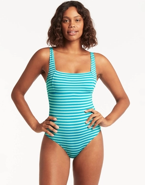Capri Square Neck Swimsuit - Aqua underwired swimsuits for women, supportive swimwear tops