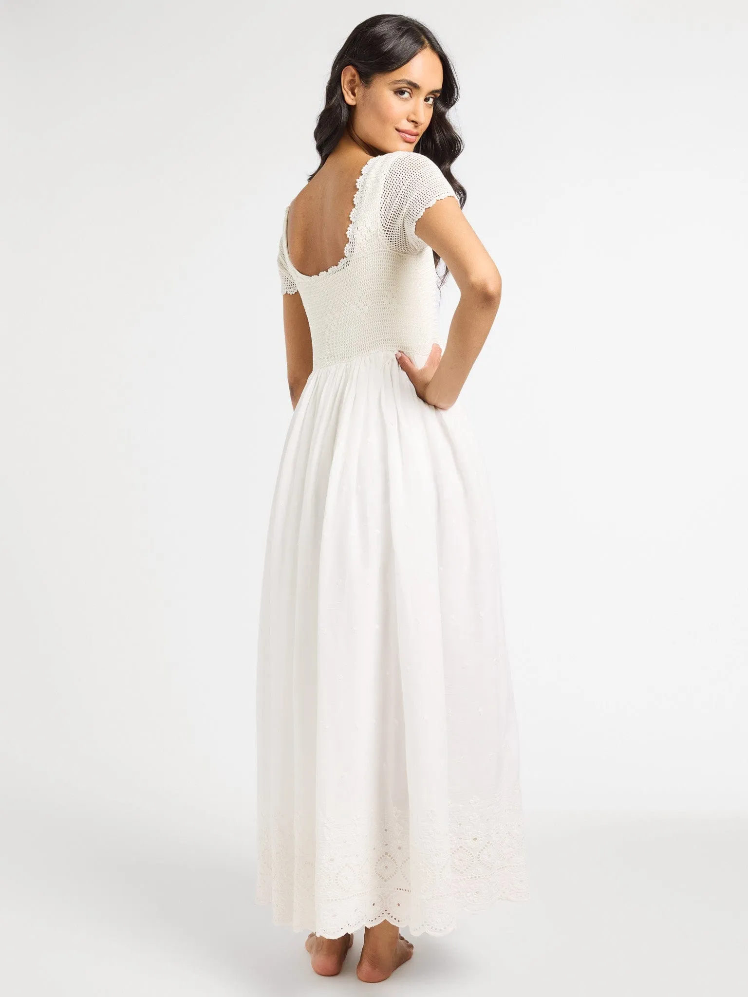 Carla Crochet Dress in White