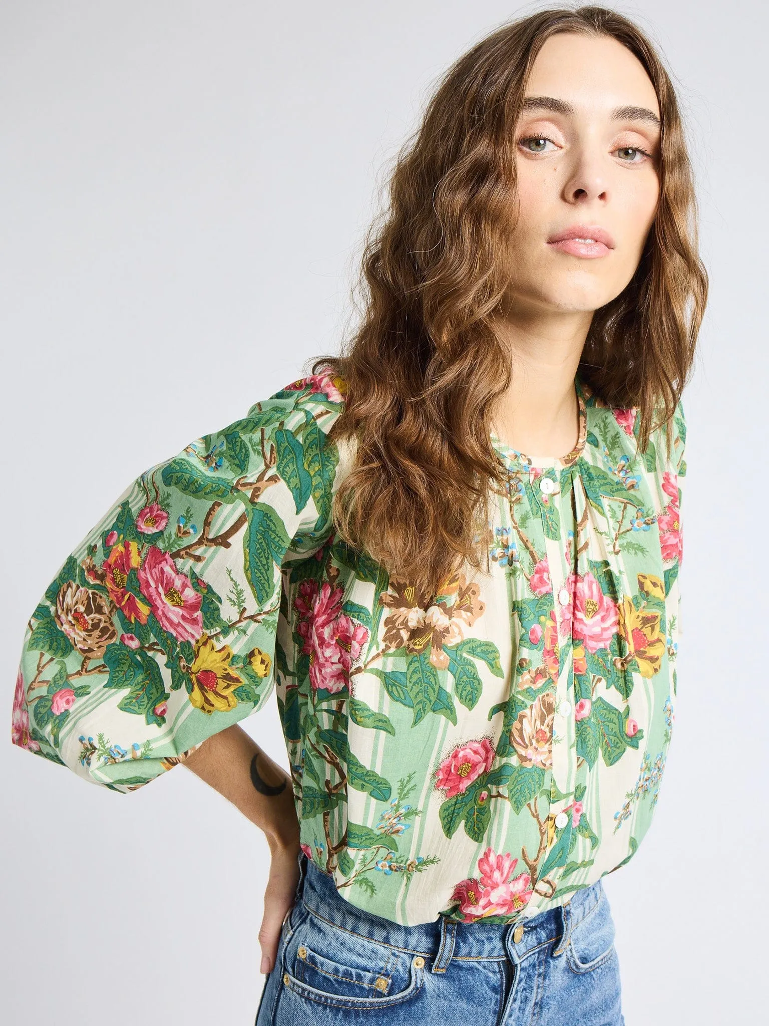 Cecily Top in Garden Stripe