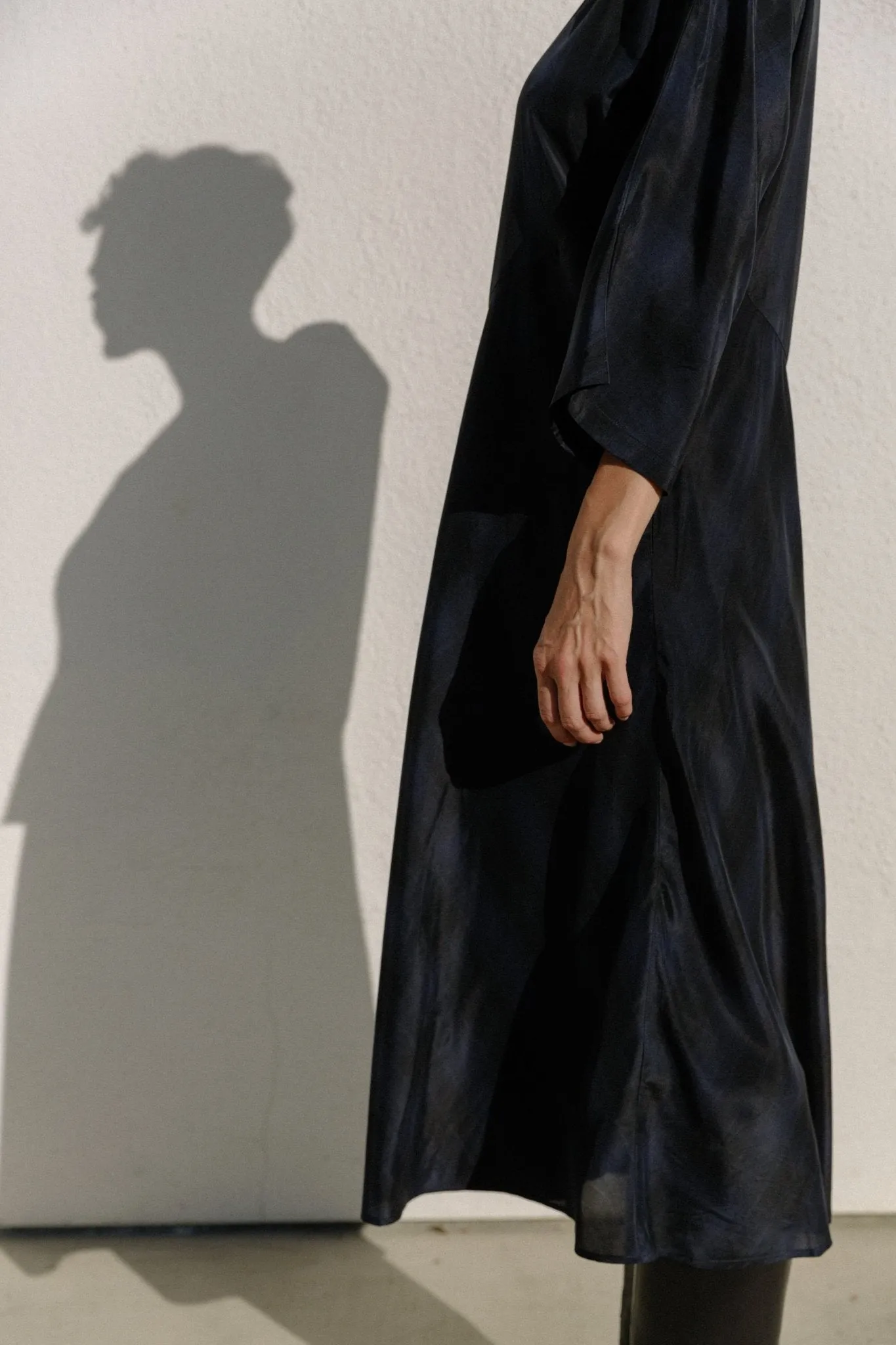CELENE BIAS BOATNECK DRESS IN ITALIAN CUPRO