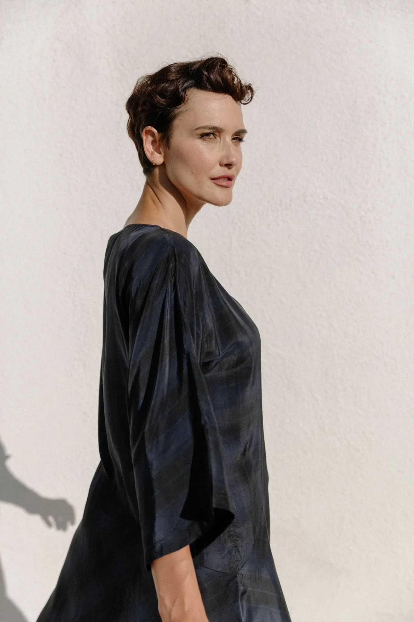 CELENE BIAS BOATNECK DRESS IN ITALIAN CUPRO
