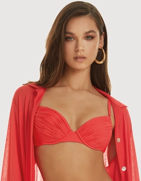 Ceylan Underwired Bikini Top - Lava full coverage swim tops, cute bikini tops