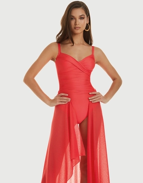 Ceylan Underwired Crossover Swimsuit - Lava womens resort swimwear, flattering one-piece swimsuits