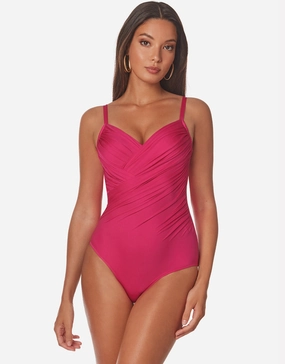 Ceylan Underwired Wrap Swimsuit - Pink cup sized swimwear women, supportive swimsuits for large bust