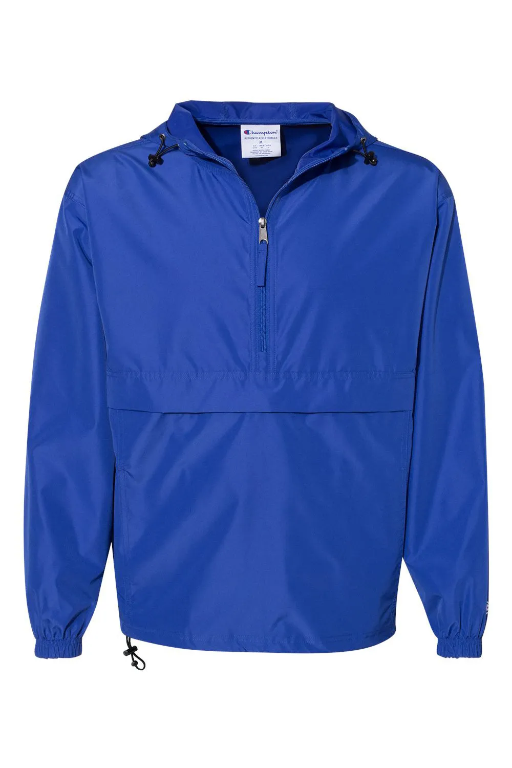 Champion Mens Packable Wind & Water Resistant Anorak 1/4 Zip Hooded Jacket - Athletic Royal Blue