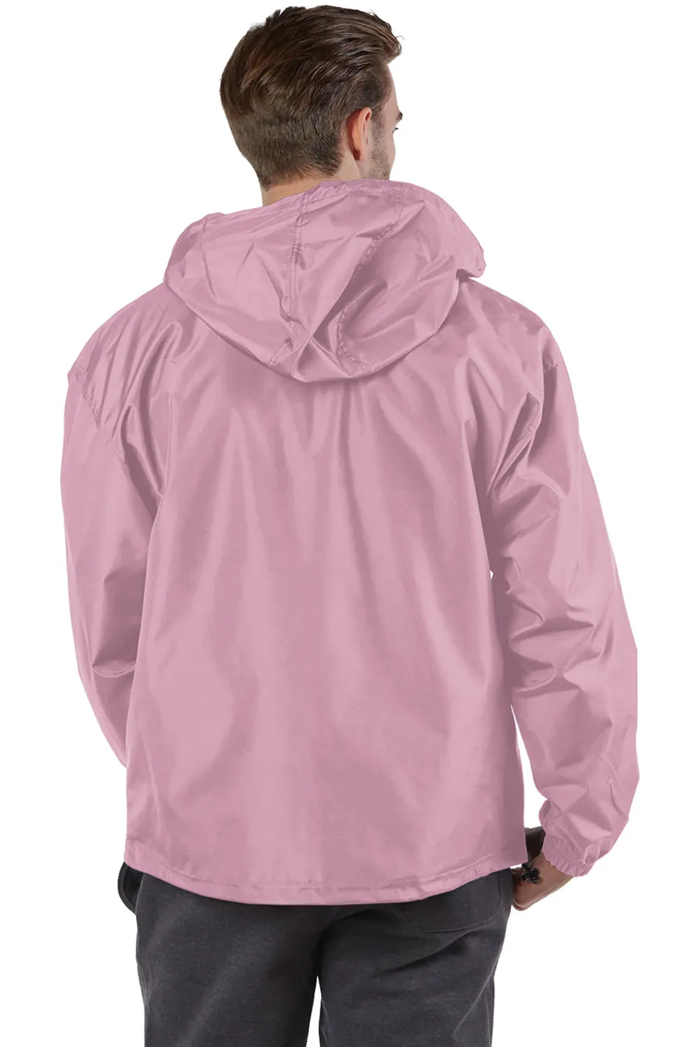 Champion Mens Packable Wind & Water Resistant Anorak 1/4 Zip Hooded Jacket - Candy Pink