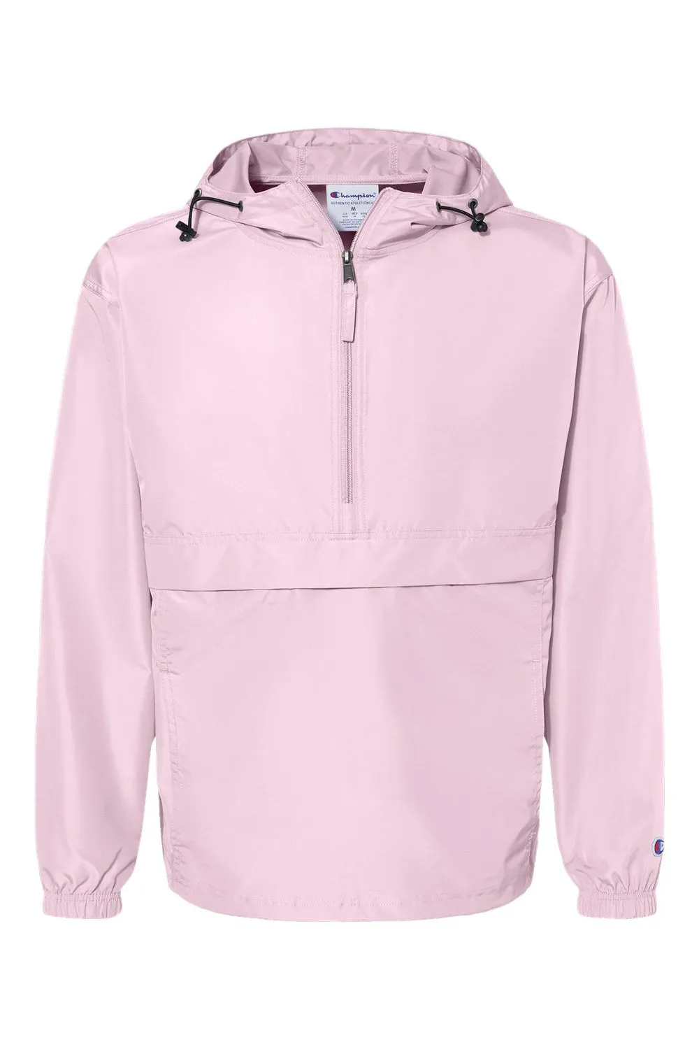 Champion Mens Packable Wind & Water Resistant Anorak 1/4 Zip Hooded Jacket - Candy Pink