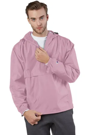 Champion Mens Packable Wind & Water Resistant Anorak 1/4 Zip Hooded Jacket - Candy Pink