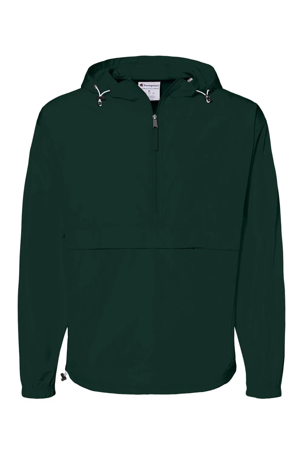 Champion Mens Packable Wind & Water Resistant Anorak 1/4 Zip Hooded Jacket - Dark Green