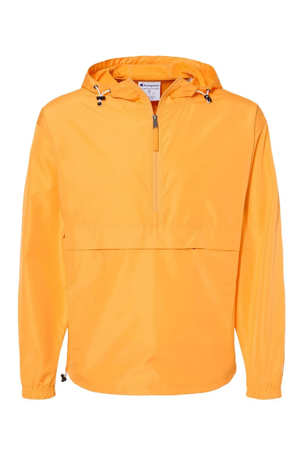 Champion Mens Packable Wind & Water Resistant Anorak 1/4 Zip Hooded Jacket - Gold