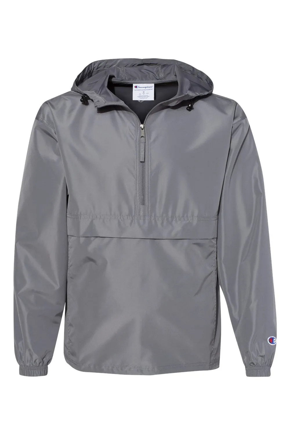 Champion Mens Packable Wind & Water Resistant Anorak 1/4 Zip Hooded Jacket - Graphite Grey
