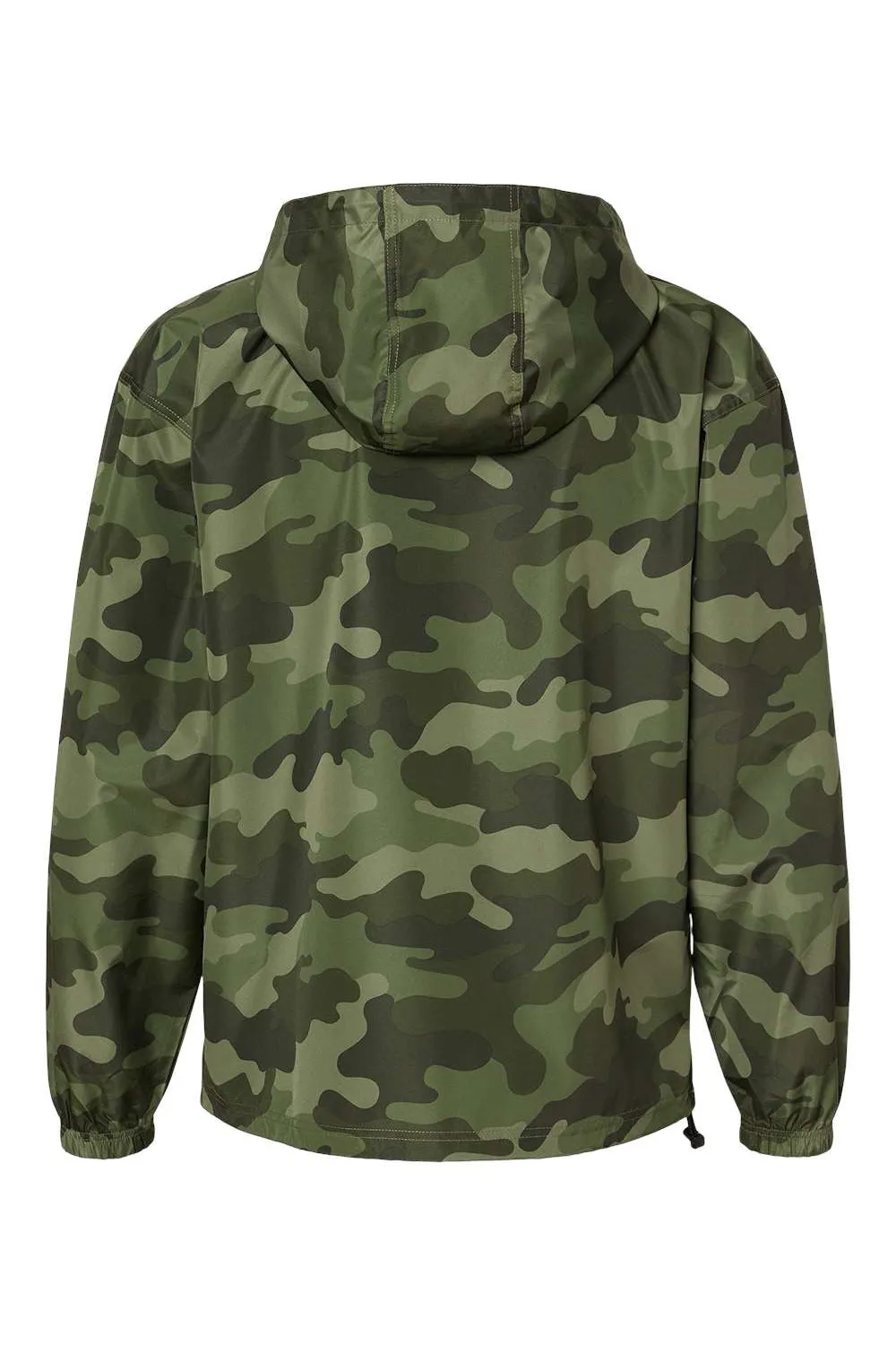 Champion Mens Packable Wind & Water Resistant Anorak 1/4 Zip Hooded Jacket - Olive Green Camo