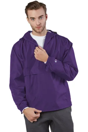 Champion Mens Packable Wind & Water Resistant Anorak 1/4 Zip Hooded Jacket - Ravens Purple